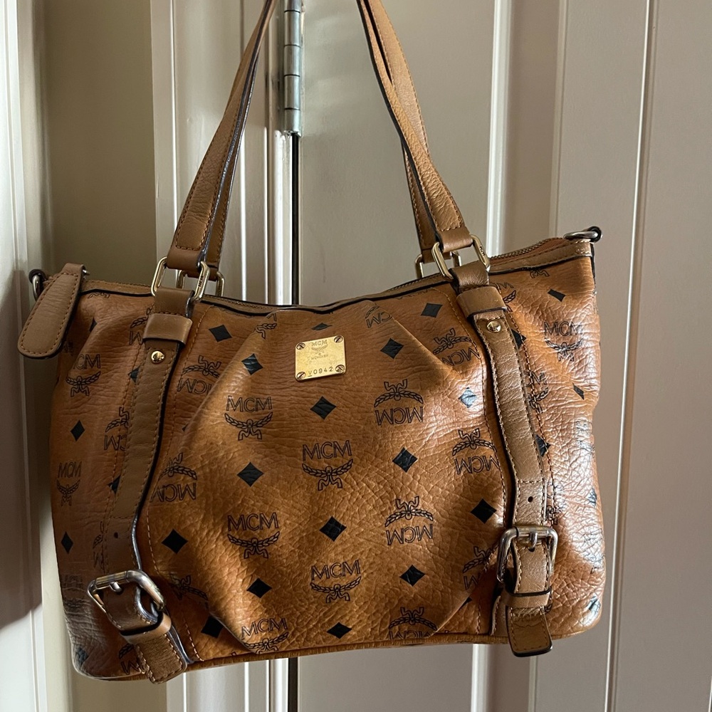 MCM Brown Shoulder Bag with Iconic Monogram